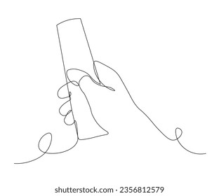 abstract hand with remote control Continuous One Line Drawing 