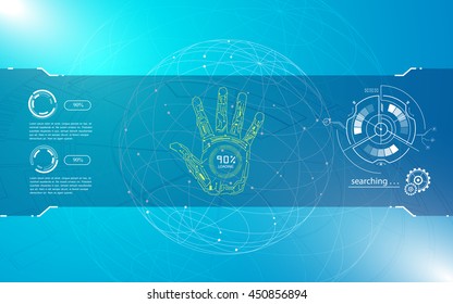 Abstract Hand Scan Identify Hi Tech Sci Fi Design Concept Background