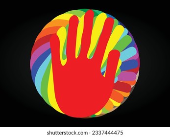 Abstract Hand Shape make colorful circle