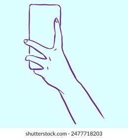 Abstract of hand with smartphone vector for card, decoration, illustration 