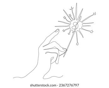 abstract hand sparkler continuous one line art