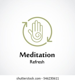 abstract hand symbol vector illustration of yoga and meditation logo emblem. health care and relaxation concept