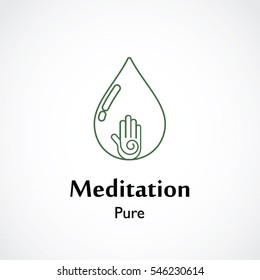 abstract hand symbol vector illustration of yoga and meditation logo emblem. health care and relaxation concept