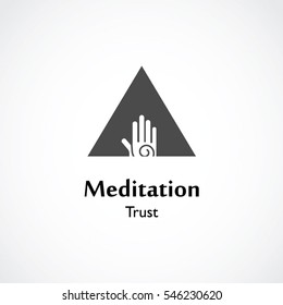abstract hand symbol vector illustration of yoga and meditation logo emblem. health care and relaxation concept