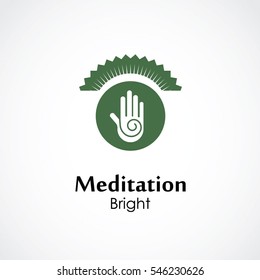 abstract hand symbol vector illustration of yoga and meditation logo emblem. health care and relaxation concept