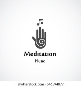 abstract hand symbol vector illustration of yoga and meditation logo emblem. health care and relaxation concept