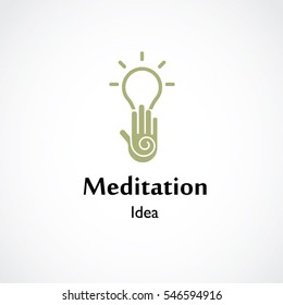 abstract hand symbol vector illustration of yoga and meditation logo emblem. health care and relaxation concept