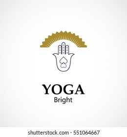 abstract hand symbol vector illustration of yoga and meditation logo emblem. health care and relaxation concept