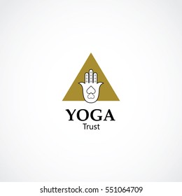 abstract hand symbol vector illustration of yoga and meditation logo emblem. health care and relaxation concept