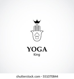 abstract hand symbol vector illustration of yoga and meditation logo emblem. health care and relaxation concept
