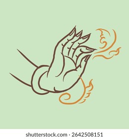 Abstract hand in Thai art vector for illustration, card, decoration