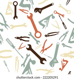 Abstract Hand tools Seamless pattern. Vector illustration