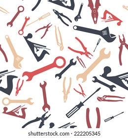 Abstract Hand tools Seamless pattern. Vector illustration