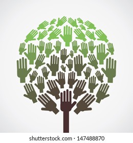 abstract hand tree show unity concept vector