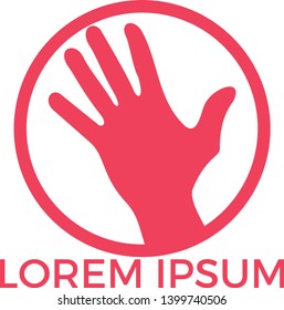 Abstract hand vector logo design. Health, help, support Center and care vector logo design template.
