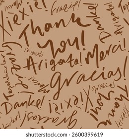 Abstract Hand Writing Graffiti Multi Languages Thank You Words Seamless Vector Pattern Isolated Background