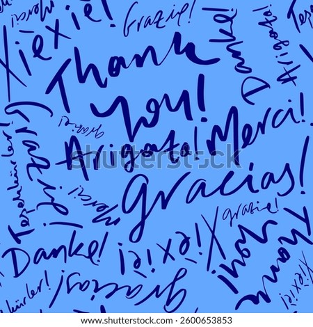 Abstract Hand Writing Graffiti Multi Languages Thank You Words Seamless Vector Pattern Isolated Background