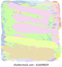 Abstract hand writing textures in green and blue and yellow and pink and brown tones, design for postcards and banners and flyers and posters