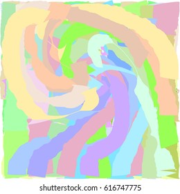 Abstract hand writing textures in green and blue and yellow and pink and brown tones, design for postcards and banners and flyers and posters