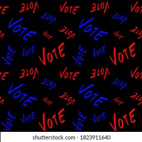 Abstract Hand Writing USA Colors Vote Texts Repeating Vector Pattern Isolated Background 
