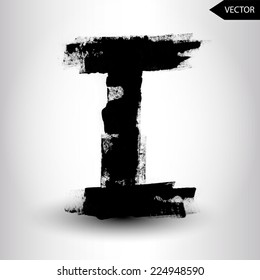 abstract hand written ink vector grunge type letter. grunge font. painted font