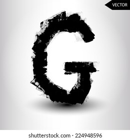 abstract hand written ink vector grunge type letter. grunge font. painted font