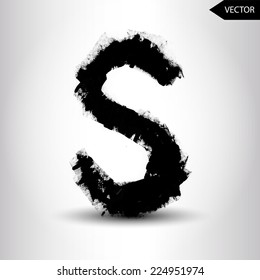 abstract hand written ink vector grunge type letter. grunge font. painted font