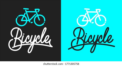 Abstract Hand Written Word Bicycle Vector Illustration. Typography Illustration As Logotype