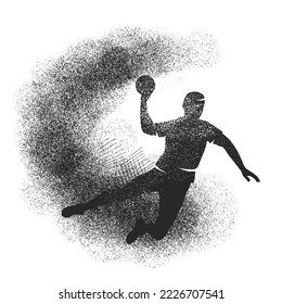 Abstract handball sport vector graphic in particle style.