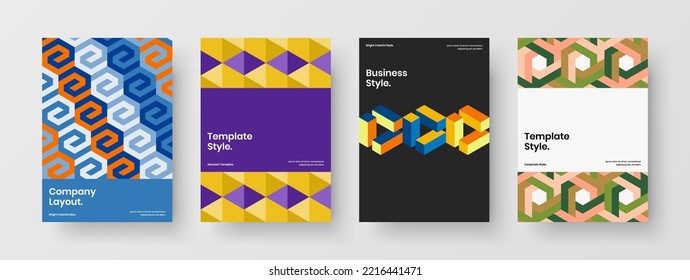 Conjunto de diseño de vector de diseño de la lista de mano de resumen A4. Las formas geométricas aisladas de la compañía son un paquete de ilustraciones de folletos.