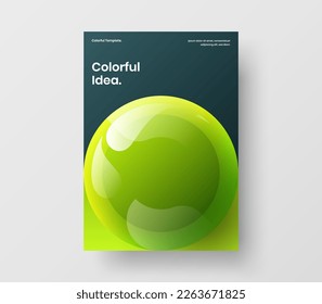 Abstract handbill vector design layout. Minimalistic realistic balls corporate brochure illustration.
