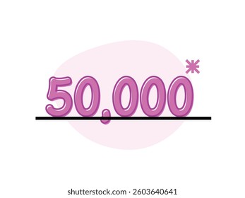 abstract hand-draw number 50,000  flat design illustration