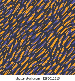 Abstract Hand-drawn Animal Skin Vector Seamless Pattern. Organic Fragments. Whimsical Diagonal Stripes Texture.