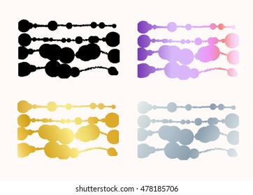 Abstract hand-drawn background of multicolored blobs and bands on white