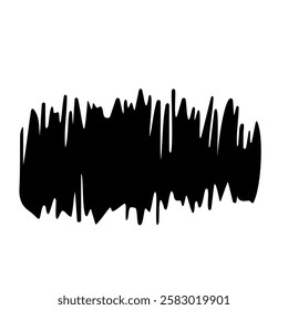 Abstract hand-drawn black wave resembling an audio waveform or sound frequency isolated on transparent background. Perfect for tech, sound, and creative projects