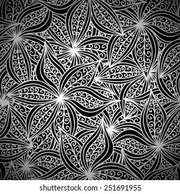 abstract hand-drawn black and white seamless pattern, vector illustration