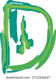 Abstract hand-drawn brush letter D