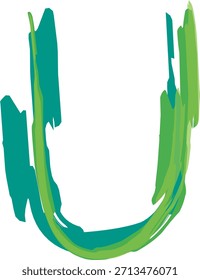 Letra abstrata de pincel desenhada à mão U