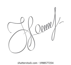 Abstract hand-drawn calligraphic autograph. Custom manual signature for documents. Flat Style