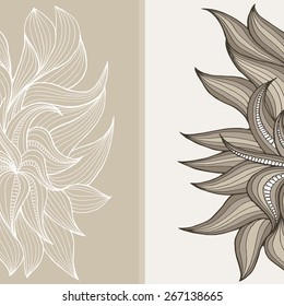 Abstract hand-drawn card with dense vegetation. Can be used for the greeting card or invitation. Vector illustration