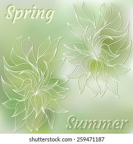 Abstract hand-drawn card with vegetation. Can be used for the greeting card or invitation. Vector illustration 