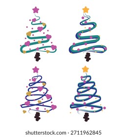 Conjunto de iconos de árbol de Navidad Abstractas dibujado a mano