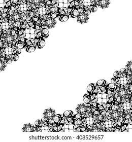 Abstract hand-drawn creative background of stylized flowers in black and white colors. Vector illustration.