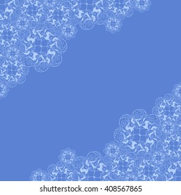 Abstract hand-drawn creative background of stylized flowers in pale cornflower blue and azure colors. Vector illustration.