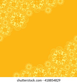 Abstract hand-drawn creative background of stylized flowers in yellow and orange colors. Vector illustration.