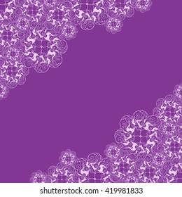 Abstract hand-drawn creative background of stylized flowers in bright violet and pale lilac colors. Vector illustration.