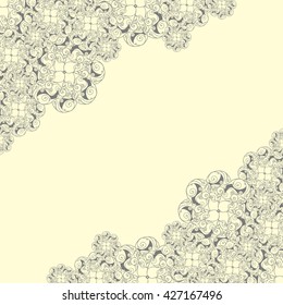 Abstract hand-drawn creative background of stylized flowers in pale yellow and gray colors. Vector illustration.