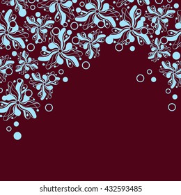 Abstract hand-drawn creative background of stylized flowers in light blue and brown colors. Vector illustration.