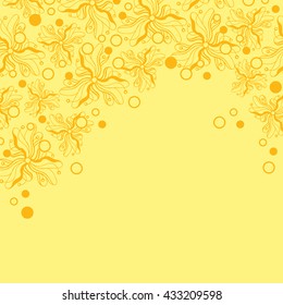Abstract hand-drawn creative background of stylized flowers in yellow and orange colors. Vector illustration.