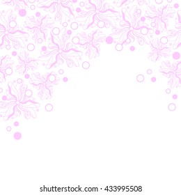 Abstract hand-drawn creative background of stylized flowers in white and light pink colors. Vector illustration.